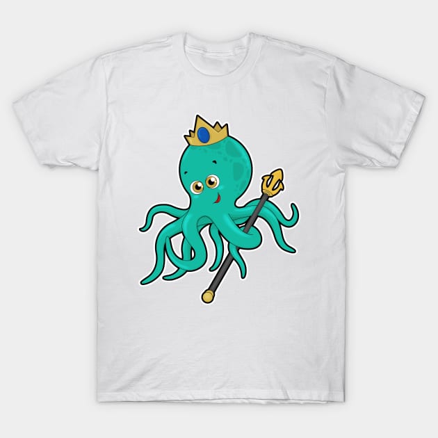 Octopus as King with Trident T-Shirt by Markus Schnabel